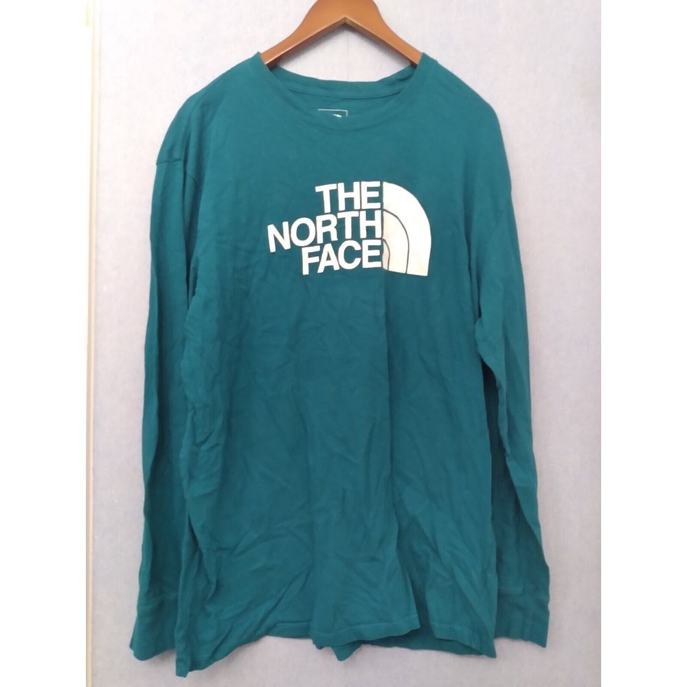 The North Face Long Sleeve Tee Shirt TNF‎ Logo Graphic Green Casual